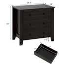3-Drawer Dresser Wide Chest of Drawers Modern Large Nightstand Closet Storage Organizer-Dark Brown by LJGDeals