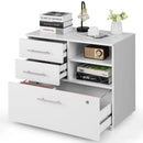 3 Drawer Lateral File Cabinet on Wheels with Storage Shelves by LJGDeals
