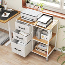 3 Drawer Mobile File Cabinet with Charging Station Rolling Printer Stand with Open Storage Shelves by LJGDeals