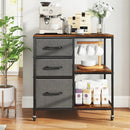 3 Drawer Mobile File Cabinet with Charging Station Rolling Printer Stand with Open Storage Shelves by LJGDeals