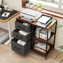 3 Drawer Mobile File Cabinet with Charging Station Rolling Printer Stand with Open Storage Shelves by LJGDeals