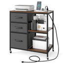 3 Drawer Mobile File Cabinet with Charging Station Rolling Printer Stand with Open Storage Shelves by LJGDeals