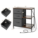 3 Drawer Mobile File Cabinet with Charging Station Rolling Printer Stand with Open Storage Shelves by LJGDeals