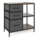 3 Drawer Mobile File Cabinet with Charging Station Rolling Printer Stand with Open Storage Shelves by LJGDeals