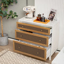 3-Drawer Rattan Dresser Chest with Anti-toppling Device-Brown by LJGDeals
