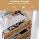 3-Drawer Rattan Dresser Chest with Anti-toppling Device-Brown by LJGDeals