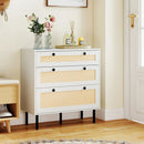 3-Drawer Rattan Nightstand Boho Chest of Drawers for Bedroom by LJGDeals