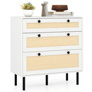 3-Drawer Rattan Nightstand Boho Chest of Drawers for Bedroom by LJGDeals