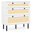 3-Drawer Rattan Nightstand Boho Chest of Drawers for Bedroom by LJGDeals
