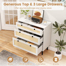3-Drawer Rattan Nightstand Boho Chest of Drawers for Bedroom by DirectDeals