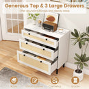 3-Drawer Rattan Nightstand Boho Chest of Drawers for Bedroom by LJGDeals