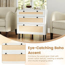 3-Drawer Rattan Nightstand Boho Chest of Drawers for Bedroom by LJGDeals