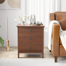 3-Drawer Wooden Nightstand Modern Bedside Table-Walnut