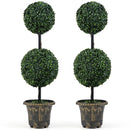 3 FT Artificial Boxwood Topiary Tree Double Ball Shrubs Set of 2 by LJGDeals