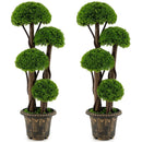 3 FT Artificial Cypress Topiary Tree Set of 2 Realistic Greenery Plant with Spiral Vines by DirectDeals