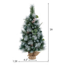 3 FT Pre-Lit Artificial Mini Christmas Tree with 98 Flocked PVC and Pine Needles by LJGDeals