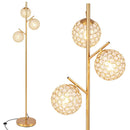 3-Globe Floor Lamp with Foot Switch and 3 E26 Bulb Bases-Golden by LJGDeals