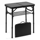 3-Height Folding Camping Table with Large Storage Net & Handle by DirectDeals