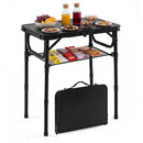 3-Height Folding Camping Table with Large Storage Net & Handle by DirectDeals