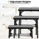 3-Height Folding Camping Table with Large Storage Net & Handle by DirectDeals