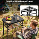 3-Height Folding Camping Table with Large Storage Net & Handle by LJGDeals