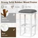 3 Heights Square Saddle Stool Set of 2 with Footrests and Padded Seats-Gray