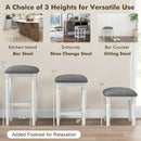 3 Heights Square Saddle Stool Set of 2 with Footrests and Padded Seats-Gray by LJGDeals