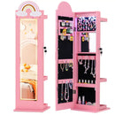3 In 1 Kids Jewelry Cabinet Freestanding Jewelry Armoire with 3-Color Lighted Mirror by LJGDeals