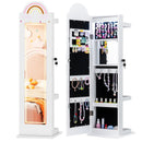 3 In 1 Kids Jewelry Cabinet Freestanding Jewelry Armoire with 3-Color Lighted Mirror by LJGDeals