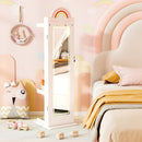 3 In 1 Kids Jewelry Cabinet Freestanding Jewelry Armoire with 3-Color Lighted Mirror