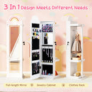 3 In 1 Kids Jewelry Cabinet Freestanding Jewelry Armoire with 3-Color Lighted Mirror