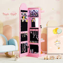 3 In 1 Kids Jewelry Cabinet Freestanding Jewelry Armoire with 3-Color Lighted Mirror