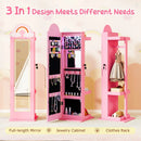 3 In 1 Kids Jewelry Cabinet Freestanding Jewelry Armoire with 3-Color Lighted Mirror by LJGDeals