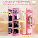 3 In 1 Kids Jewelry Cabinet Freestanding Jewelry Armoire with 3-Color Lighted Mirror by LJGDeals