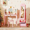 3 In 1 Kids Jewelry Cabinet with 3-Color Lighted Full Length Mirror by LJGDeals