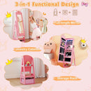 3 In 1 Kids Jewelry Cabinet with 3-Color Lighted Full Length Mirror by LJGDeals