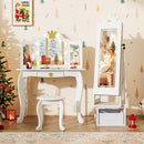 3 In 1 Kids Jewelry Cabinet with 3-Color Lighted Full Length Mirror