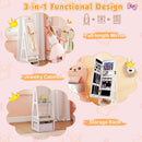 3 In 1 Kids Jewelry Cabinet with 3-Color Lighted Full Length Mirror by LJGDeals