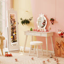 3 In 1 Kids Jewelry Cabinet with 3-Color Lighted Full Length Mirror and Internal Mirror by LJGDeals