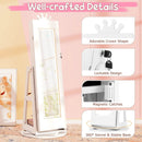 3 In 1 Kids Jewelry Cabinet with 3-Color Lighted Full Length Mirror and Internal Mirror by LJGDeals