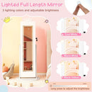3 In 1 Kids Jewelry Cabinet with 3-Color Lighted Full Length Mirror and Internal Mirror by LJGDeals