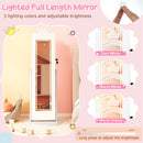 3 In 1 Kids Jewelry Cabinet with 3-Color Lighted Full Length Mirror and Internal Mirror