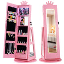 3 In 1 Kids Jewelry Cabinet with 3-Color Lighted Full Length Mirror and Internal Mirror by LJGDeals