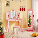 3 In 1 Kids Jewelry Cabinet with 3-Color Lighted Full Length Mirror and Internal Mirror by LJGDeals