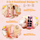 3 In 1 Kids Jewelry Cabinet with 3-Color Lighted Full Length Mirror and Internal Mirror by LJGDeals