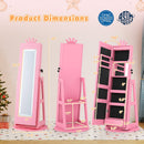 3 In 1 Kids Jewelry Cabinet with 3-Color Lighted Full Length Mirror and Internal Mirror