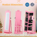3 In 1 Kids Jewelry Cabinet with 3-Color Lighted Full Length Mirror and Internal Mirror by LJGDeals