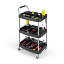 3 Layer Detailing Tool Utility Cart Tool Organizer Mobile Rolling Cart with Multiple Divider-Black by LJGDeals