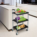 3 Layer Tool Cart with PP Shelves Sponged Handle and Swivel Wheel-Black by LJGDeals