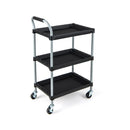 3 Layer Tool Cart with PP Shelves Sponged Handle and Swivel Wheel-Black by LJGDeals